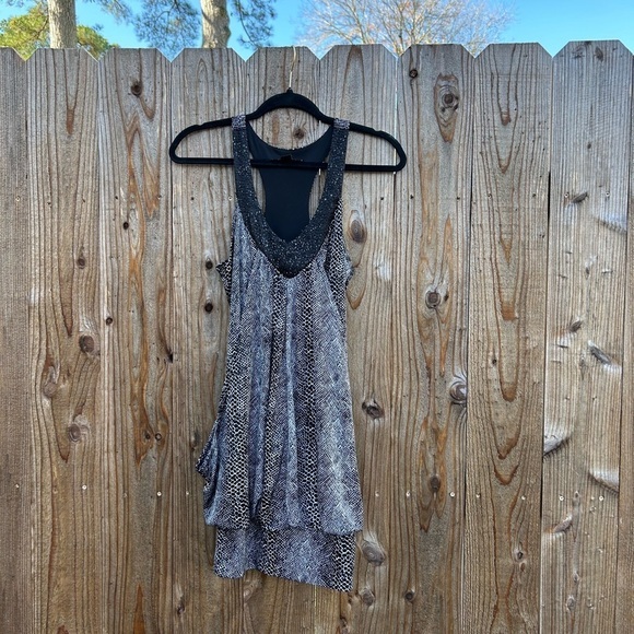 City studio black white beaded mini dress‎ size small snake y2k club party - Picture 1 of 8